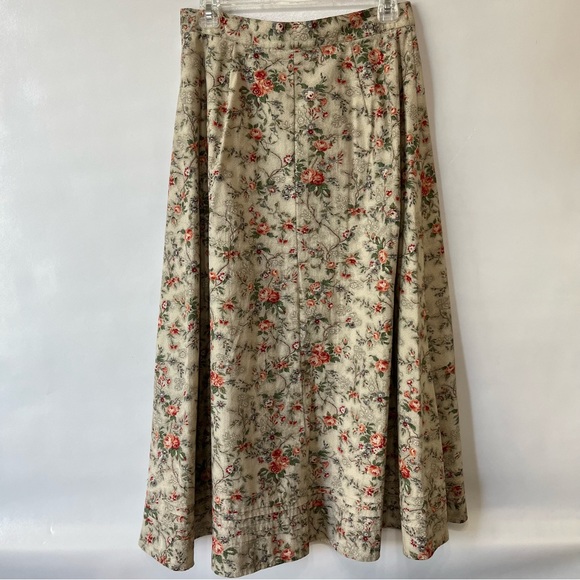 Vtg Lauren Ralph Lauren Floral Snap Button Front MIDI Skirt - Picture 5 of 8
